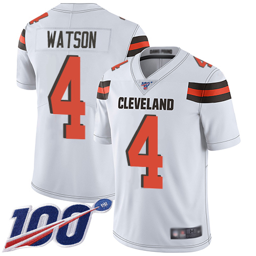 Browns #4 Deshaun Watson White Youth Stitched 100th Season Vapor Limited Jersey cheap jerseys for sale - CheapJerseys.Shop