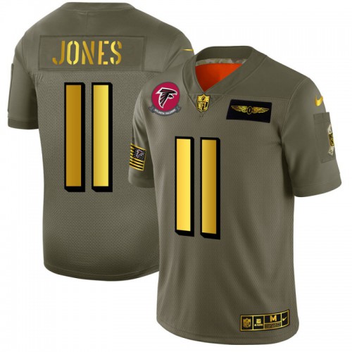 Atlanta Atlanta Falcons #11 Julio Jones Men's Olive Gold 2019 Salute to Service Limited Jersey Men's cheap jerseys for sale - CheapJerseys.Shop
