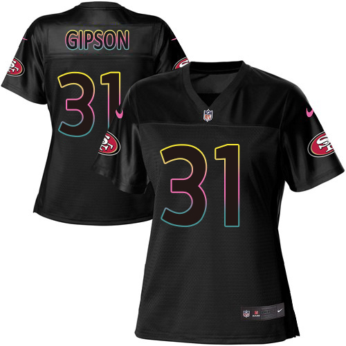 49ers #31 Tashaun Gipson Black Women's Fashion Game Jersey cheap jerseys for sale - CheapJerseys.Shop