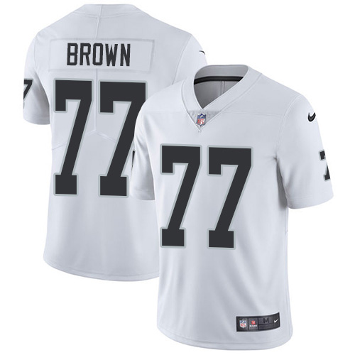 Las Vegas Raiders #77 Trent Brown White Men's Stitched Vapor Untouchable Limited Jersey Men's cheap jerseys for sale - CheapJerseys.Shop