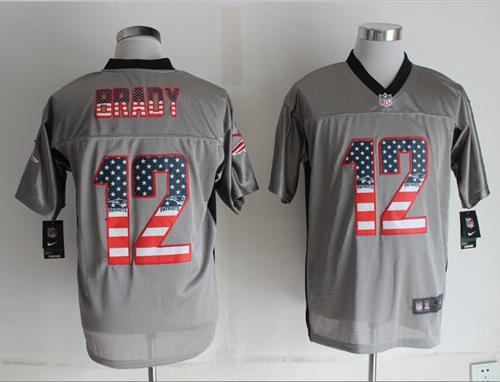 Patriots #12 Tom Brady Grey Men's Stitched Elite USA Flag Fashion Jersey cheap jerseys for sale - CheapJerseys.Shop