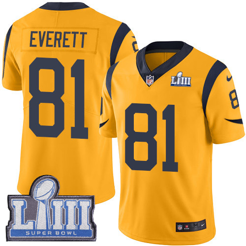 Los Angeles Rams #81 Gerald Everett Gold Super Bowl LIII Bound Youth Stitched Limited Rush Jersey Youth cheap jerseys for sale - CheapJerseys.Shop