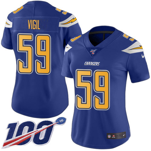 Los Angeles Chargers #59 Nick Vigil Electric Blue Women's Stitched Limited Rush 100th Season Jersey Womens cheap jerseys for sale - CheapJerseys.Shop