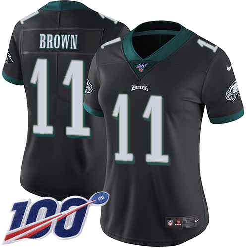 Eagles #11 A.J. Brown Black Alternate Women's Stitched 100th Season Vapor Untouchable Limited Jersey cheap jerseys for sale - CheapJerseys.Shop