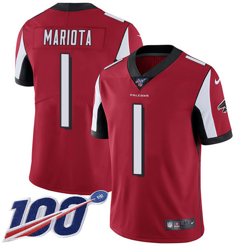 Falcons #1 Marcus Mariota Red Team Color Men's Stitched 100th Season Vapor Untouchable Limited Jersey cheap jerseys for sale - CheapJerseys.Shop