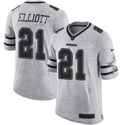 Cowboys #21 Ezekiel Elliott Gray Men's Stitched Limited Gridiron Gray II Jersey cheap jerseys for sale - CheapJerseys.Shop