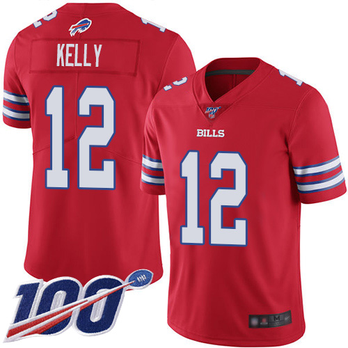 Bills #12 Jim Kelly Red Men's Stitched Limited Rush 100th Season Jersey cheap jerseys for sale - CheapJerseys.Shop