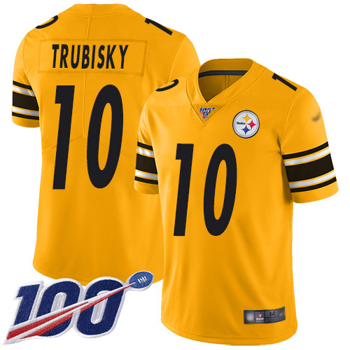 Steelers #10 Mitchell Trubisky Gold Men's Stitched Limited Inverted Legend 100th Season Jersey cheap jerseys for sale - CheapJerseys.Shop
