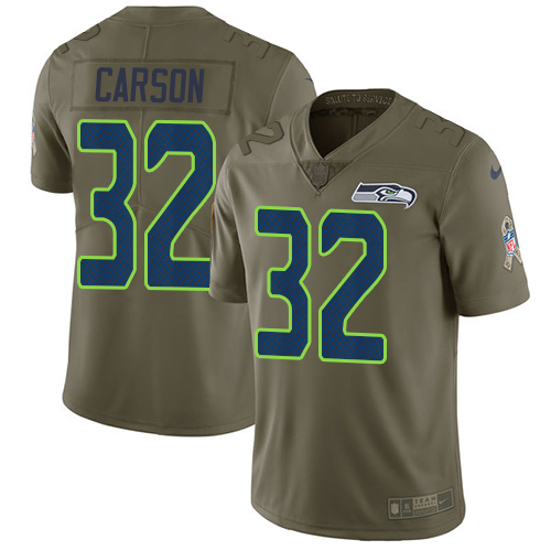 Seattle Seahawks #32 Chris Carson Olive Youth Stitched Limited 2017 Salute to Service Jersey Youth cheap jerseys for sale - CheapJerseys.Shop