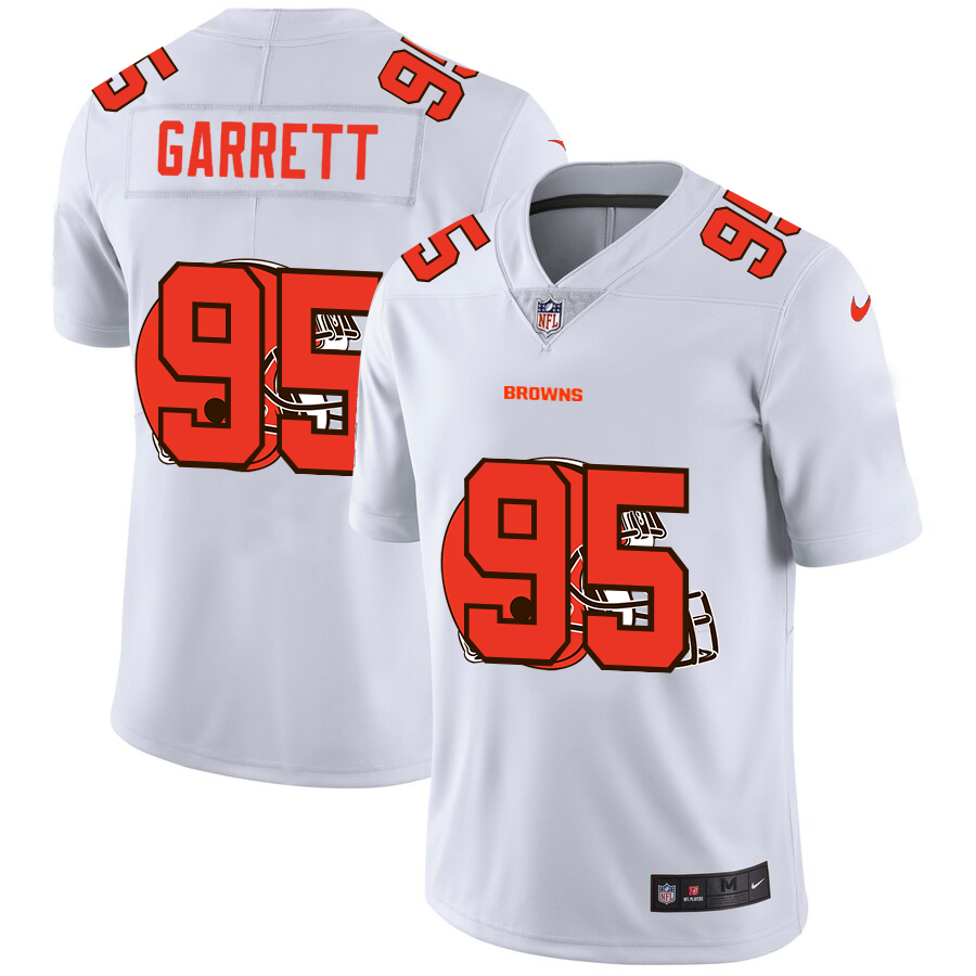 Cleveland Browns #95 Myles Garrett White Men's Team Logo Dual Overlap Limited Jersey cheap jerseys for sale - CheapJerseys.Shop