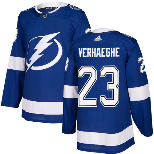 Tampa Bay Lightning #23 Carter Verhaeghe Blue Home Authentic Stitched Jersey Men's cheap jerseys for sale - CheapJerseys.Shop