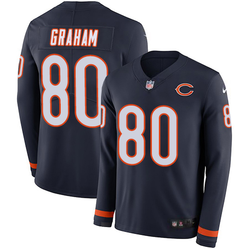 Chicago Bears #80 Jimmy Graham Navy Blue Team Color Men's Stitched Limited Therma Long Sleeve Jersey Men's cheap jerseys for sale - CheapJerseys.Shop