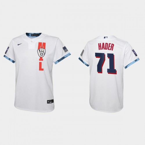 Milwaukee Milwaukee Brewers #71 Josh Hader Youth 2021 All Star Game White Jersey Youth cheap jerseys for sale - CheapJerseys.Shop