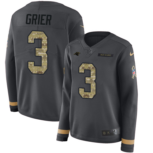 Carolina Panthers #3 Will Grier Anthracite Salute to Service Women's Stitched Limited Therma Long Sleeve Jersey Womens cheap jerseys for sale - CheapJerseys.Shop