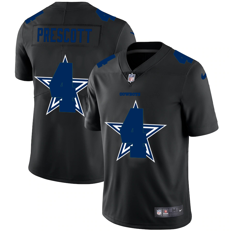 Dallas Cowboys #4 Dak Prescott Men's Team Logo Dual Overlap Limited Jersey Black cheap jerseys for sale - CheapJerseys.Shop