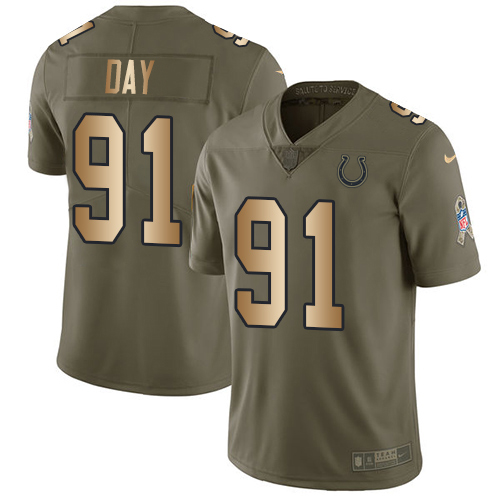 Indianapolis Colts #91 Sheldon Day Olive/Gold Men's Stitched Limited 2017 Salute To Service Jersey Men's cheap jerseys for sale - CheapJerseys.Shop