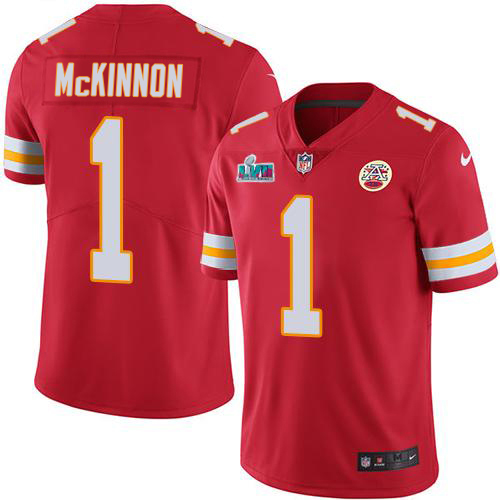 Chiefs #1 Jerick McKinnon Red Team Color Super Bowl LVII Patch Youth Stitched Vapor Untouchable Limited Jersey cheap jerseys for sale - CheapJerseys.Shop