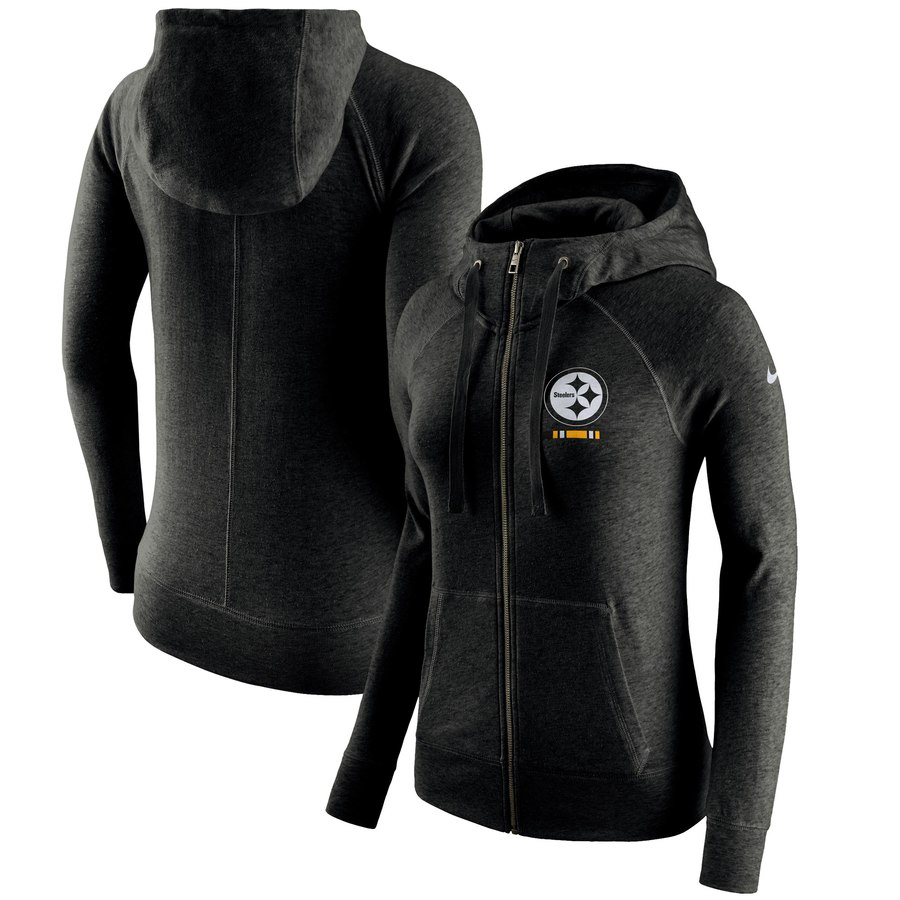 Pittsburgh Steelers Women's Gym Vintage Full-Zip Hoodie Black cheap jerseys for sale - CheapJerseys.Shop