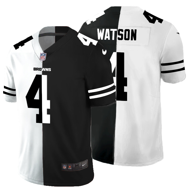 Cleveland Browns #4 Deshaun Watson Men's Black V White Peace Split Vapor Untouchable Limited Jersey cheap jerseys for sale - CheapJerseys.Shop