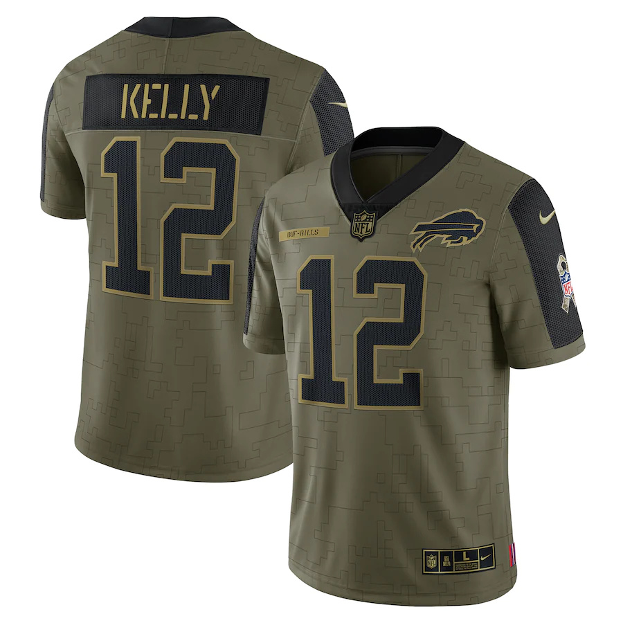 Buffalo Bills #12 Jim Kelly Olive 2021 Salute To Service Limited Player Jersey cheap jerseys for sale - CheapJerseys.Shop