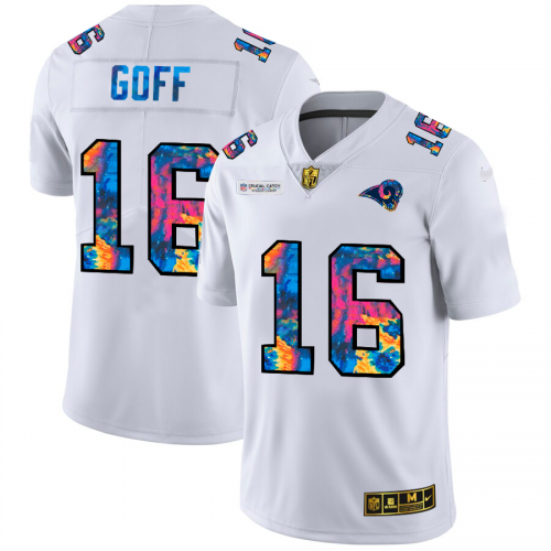 Los Angeles Los Angeles Rams #16 Jared Goff Men's White Multi-Color 2020 Crucial Catch Limited Jersey Men's cheap jerseys for sale - CheapJerseys.Shop