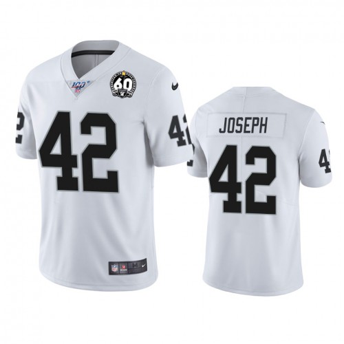 Las Vegas Raiders #42 Karl Joseph White 60th Anniversary Vapor Limited Stitched 100th Season Jersey Men's cheap jerseys for sale - CheapJerseys.Shop