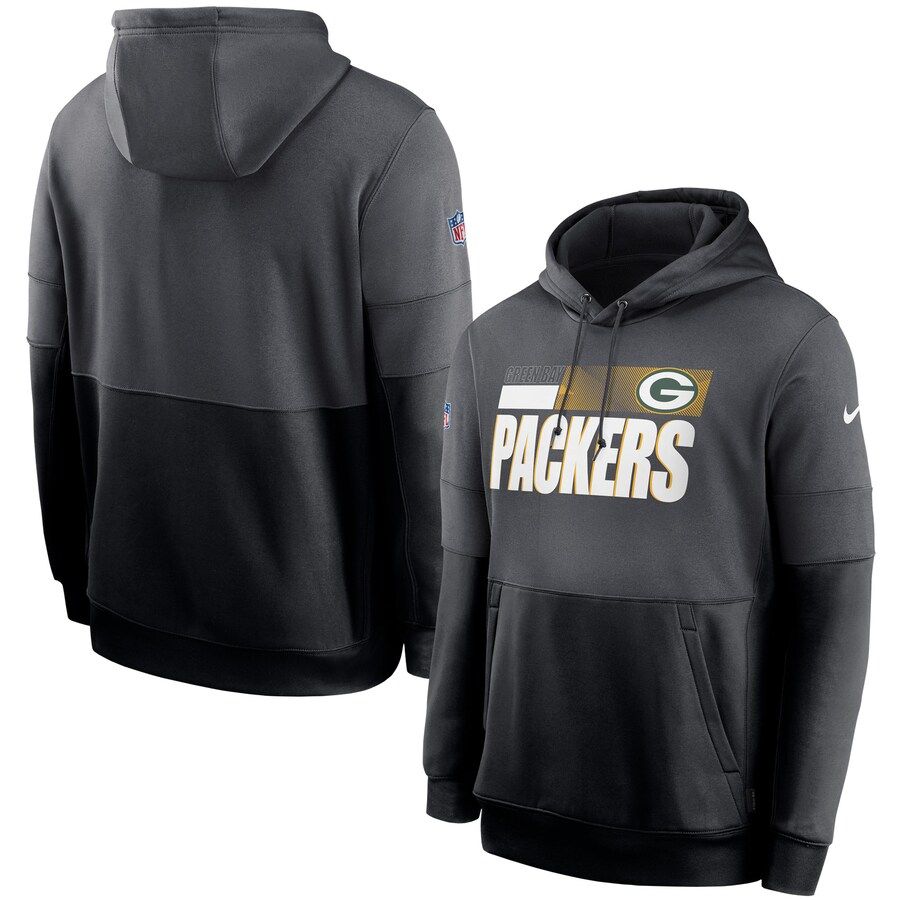 Green Bay Packers Sideline Impact Lockup Performance Pullover Hoodie Charcoal Black cheap jerseys for sale - CheapJerseys.Shop