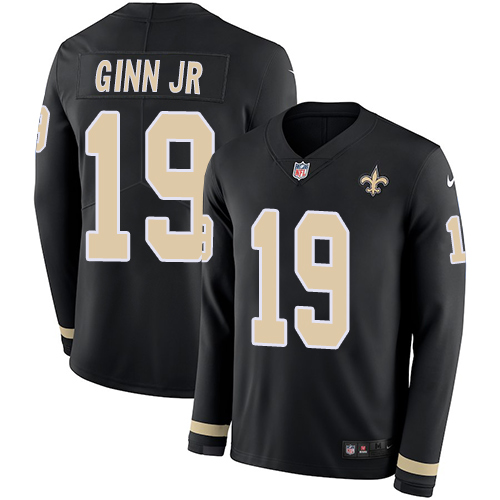 New Orleans Saints #19 Ted Ginn Jr Black Team Color Men's Stitched Limited Therma Long Sleeve Jersey Men's cheap jerseys for sale - CheapJerseys.Shop