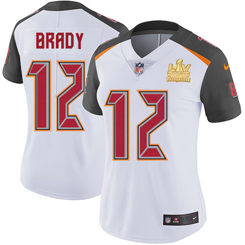 Buccaneers #12 Tom Brady White Women's Super Bowl LV Champions Patch Stitched Vapor Untouchable Limited Jersey cheap jerseys for sale - CheapJerseys.Shop