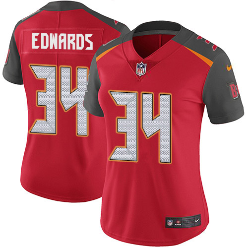 Tampa Bay Buccaneers #34 Mike Edwards Red Team Color Women's Stitched Vapor Untouchable Limited Jersey Womens cheap jerseys for sale - CheapJerseys.Shop