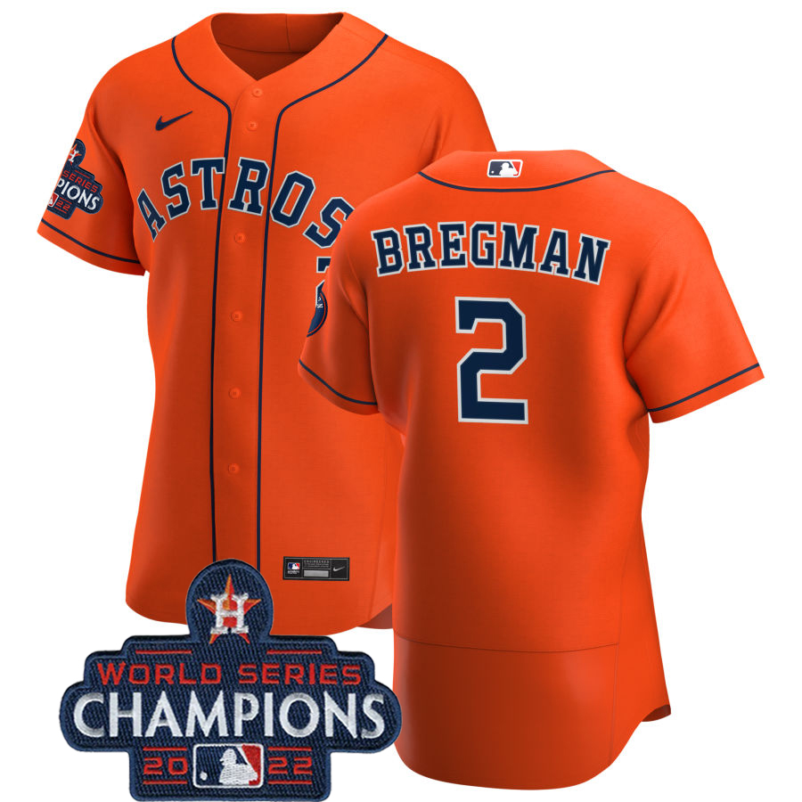 Houston Astros #2 Alex Bregman Orange 2022 World Series Champions Orange Alternate Authentic Team Jersey cheap jerseys for sale - CheapJerseys.Shop