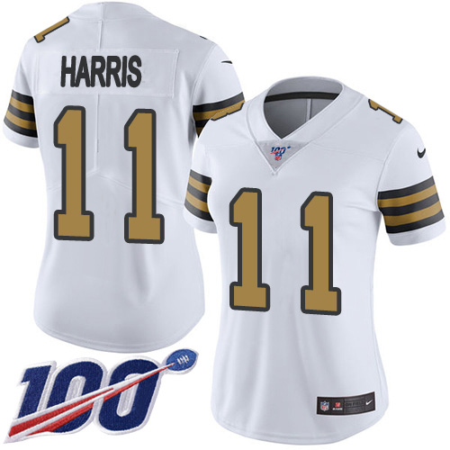 New Orleans Saints #11 Deonte Harris White Women's Stitched Limited Rush 100th Season Jersey Womens cheap jerseys for sale - CheapJerseys.Shop