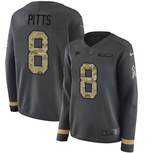 Falcons #8 Kyle Pitts Anthracite Salute To Service Women's Stitched Limited Therma Long Sleeve Jersey cheap jerseys for sale - CheapJerseys.Shop