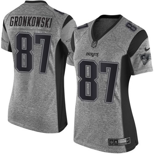 New England Patriots #87 Rob Gronkowski Gray Women's Stitched Limited Gridiron Gray Jersey Womens cheap jerseys for sale - CheapJerseys.Shop