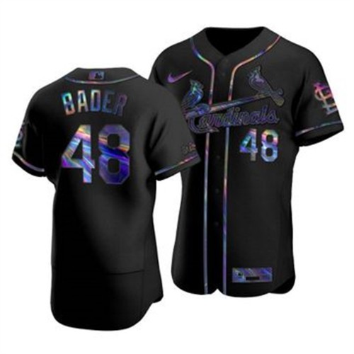 St. Louis St.Louis Cardinals #48 Harrison Bader Men's Iridescent Holographic Collection Jersey - Black Men's cheap jerseys for sale - CheapJerseys.Shop