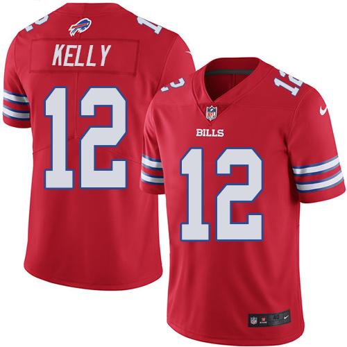 Bills #12 Jim Kelly Red Men's Stitched Elite Rush Jersey cheap jerseys for sale - CheapJerseys.Shop