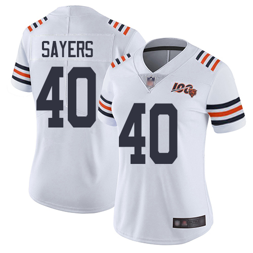 Chicago Bears #40 Gale Sayers White Alternate Women's Stitched Vapor Untouchable Limited 100th Season Jersey Womens cheap jerseys for sale - CheapJerseys.Shop