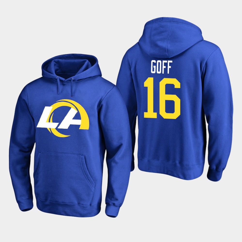 Los Angeles Rams #16 Jared Goff Men's 2020 New Logo Royal Pullover Hoodie cheap jerseys for sale - CheapJerseys.Shop