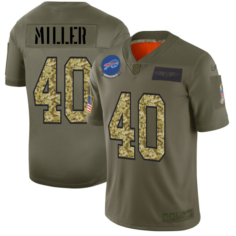Buffalo Bills #40 Von Miller Men's 2019 Olive Camo Salute To Service Limited Jersey cheap jerseys for sale - CheapJerseys.Shop