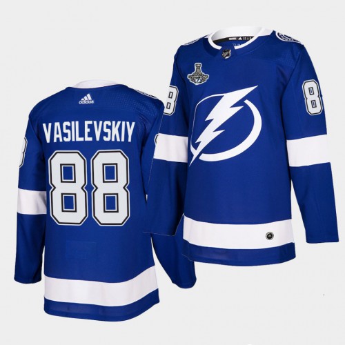 Tampa Bay Lightning #88 Andrei Vasilevskiy Blue Home Authentic 2021 Stanley Cup Champions Jersey Men's cheap jerseys for sale - CheapJerseys.Shop