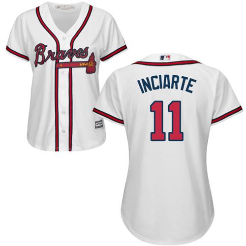 Atlanta Braves #11 Ender Inciarte White Home Women's Stitched Jersey Womens cheap jerseys for sale - CheapJerseys.Shop