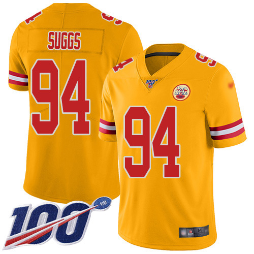 Kansas City Chiefs #94 Terrell Suggs Gold Youth Stitched Limited Inverted Legend 100th Season Jersey Youth cheap jerseys for sale - CheapJerseys.Shop