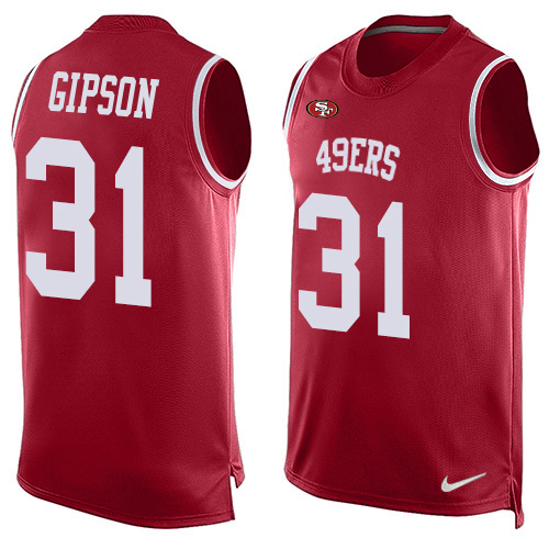 49ers #31 Tashaun Gipson Red Team Color Men's Stitched Limited Tank Top Jersey cheap jerseys for sale - CheapJerseys.Shop