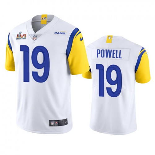 Los Angeles Los Angeles Rams #19 Brandon Powell Men's Super Bowl LVI Patch Alternate Vapor Limited Jersey - White Men's cheap jerseys for sale - CheapJerseys.Shop