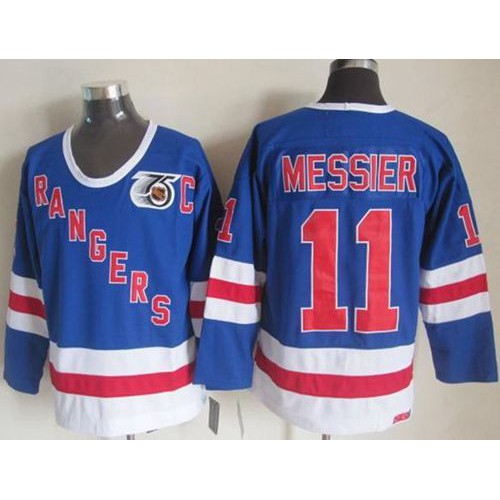 New York Rangers #11 Mark Messier Blue CCM 75TH Stitched Jersey Men's cheap jerseys for sale - CheapJerseys.Shop