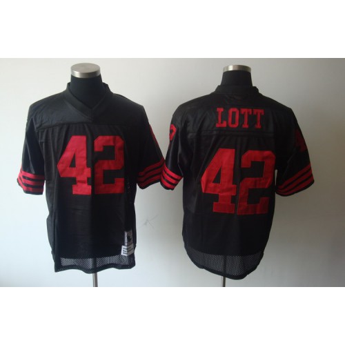 Mitchell and Ness San Francisco 49ers #42 Ronnie Lott Black Stitched Jersey Men's cheap jerseys for sale - CheapJerseys.Shop