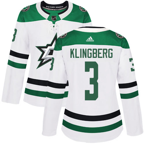 Dallas Stars #3 John Klingberg White Road Authentic Women's Stitched Jersey Womens cheap jerseys for sale - CheapJerseys.Shop