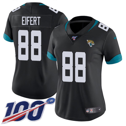 Jacksonville Jaguars #88 Tyler Eifert Black Team Color Women's Stitched 100th Season Vapor Untouchable Limited Jersey Womens cheap jerseys for sale - CheapJerseys.Shop