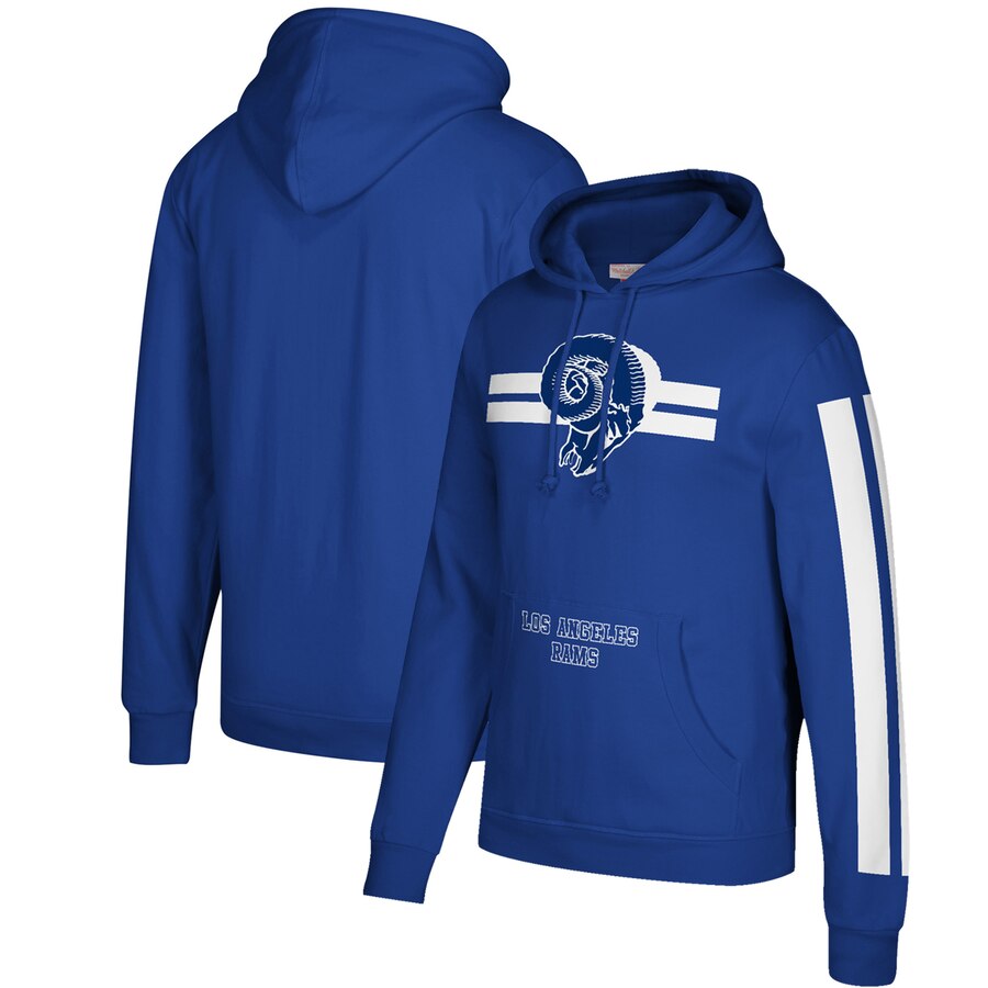 Los Angeles Rams Mitchell & Ness Three Stripe Pullover Hoodie Royal cheap jerseys for sale - CheapJerseys.Shop