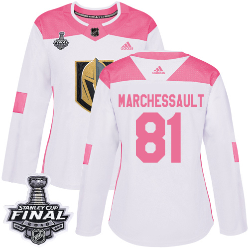 Golden Vegas Golden Knights #81 Jonathan Marchessault White/Pink Authentic Fashion 2018 Stanley Cup Final Women's Stitched Jersey Womens cheap jerseys for sale - CheapJerseys.Shop